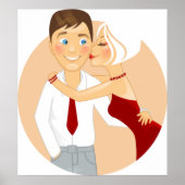 Romantisch stel knuffelt schattige liefde poster (Voorkant)