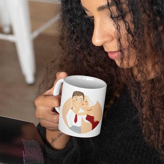Romantisch Stel Kus Liefdevol Koffiemok