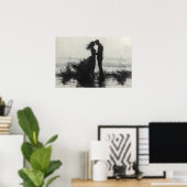 Romantisch stel kust bij zee poster (Thuiskantoor)