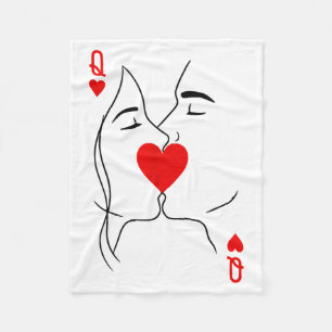 Romantisch stel kust Queen Of Hearts Poker Spelen Fleece Deken