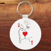 Romantisch stel kust Queen Of Hearts Poker spelen Sleutelhanger (Voorkant)