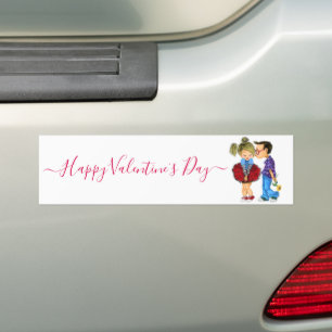 Romantisch stel liefde valentijnsdag kus sticker