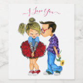 Romantisch stel liefde wijnlabel - Ik hou van jou Wijn Etiket (Enkel label)