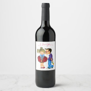 Romantisch stel liefde wijnlabel - Ik hou van jou Wijn Etiket