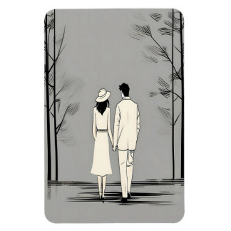Romantisch stel Minimalistische lijntekening Magneet