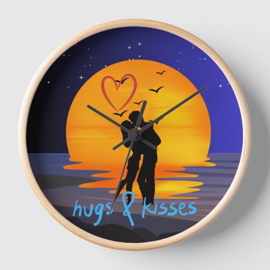 Romantisch stel omhelzingen en kussen Zonsondergan (Voorkant)