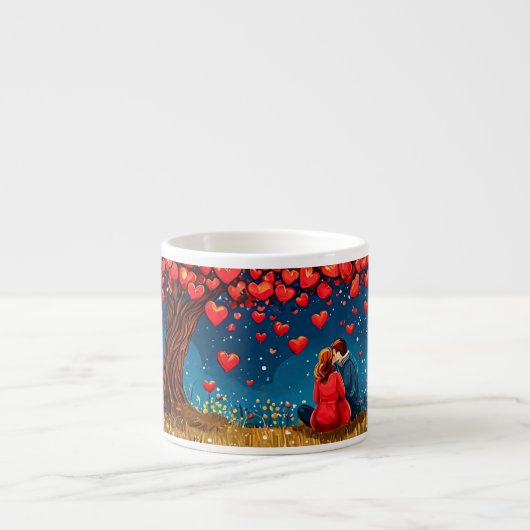 🌳 Romantisch stel onder boom silhouet ✨ Cozy 💞 Espresso Kop (Voorkant)