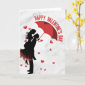 Romantisch Stel Onder Paraplu Kaart (Gele Bloem)