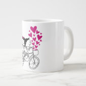 Romantisch stel op fiets met veel hart grote koffiekop (Voorkant rechts)