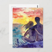 Romantisch stel op het strand briefkaart (Voorkant / Achterkant)