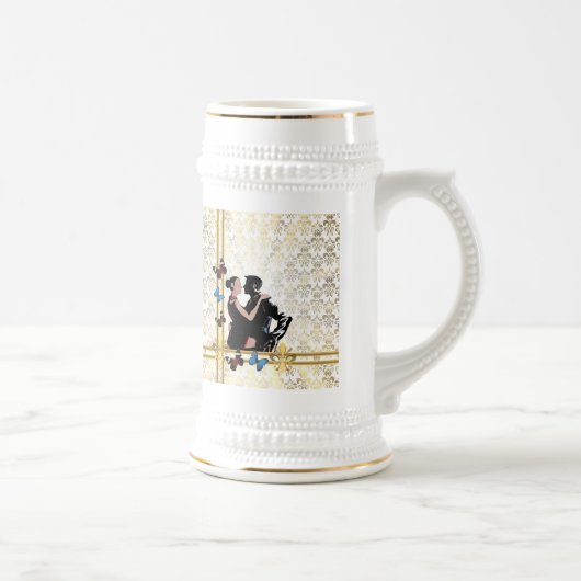 Romantisch stel op witte vogel bierpul (Rechts)