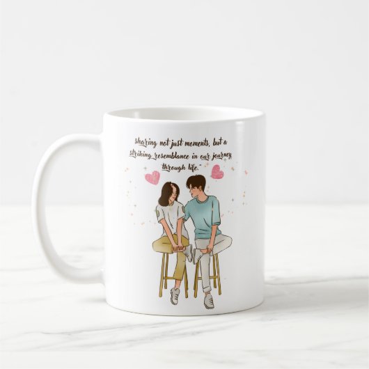 Romantisch stel samen - minimalistische retro koffiemok (Links)