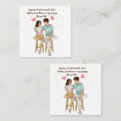 Romantisch stel samen -  minimalistische retro vierkante visitekaartje (Voorkant / Achterkant)