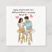 Romantisch stel samen -  minimalistische retro vierkante visitekaartje (Achterkant)