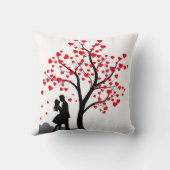 Romantisch Stel Silhouet Liefdesboom Kussen (Achterkant)