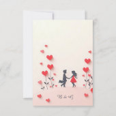 Romantisch stel Silhouet rode harten bruiloft RSVP Kaartje (Achterkant)