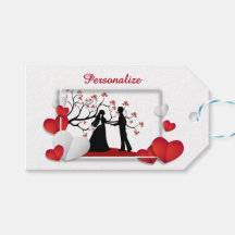 Romantisch stel silhouet rode harten gepersonalise