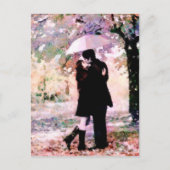 Romantisch stel verliefd op kussen in de regen briefkaart (Voorkant)
