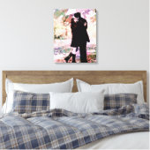 Romantisch stel verliefd op kussen in de regen canvas afdruk (Insitu (Slaapkamer))