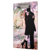 Romantisch stel verliefd op kussen in de regen klembord (Links)