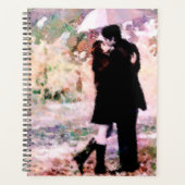 Romantisch stel verliefd op kussen in de regen planner (Voorkant)