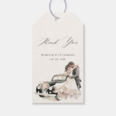 Romantisch Stel Vintage Auto Trouw Bedankt Cadeaulabel (Voorkant)
