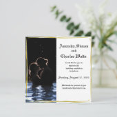 Romantisch stel water save the date kaart (Staand voorkant)