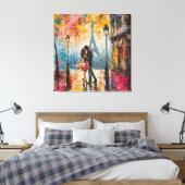 Romantisch stel zoent voor de Eiffeltoren Canvas Afdruk (Insitu (Slaapkamer))