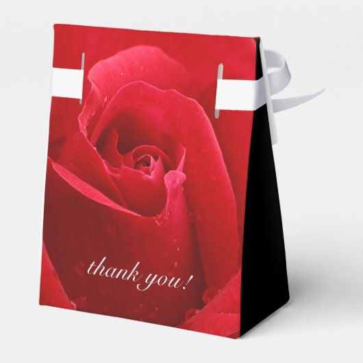 Romantisch Stijlvol Rood Rose Bloemen op Zwart Bedankdoosjes (Achterkant)