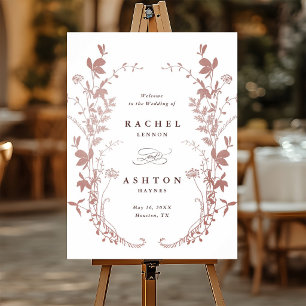 Romantisch Stof Rose Botanisch Trouw Welkomstbord Poster