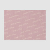 Romantisch Stof Roze & Champagne Script Trouw Tissuepapier (Voorkant)