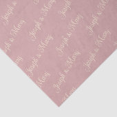 Romantisch Stof Roze & Champagne Script Trouw Tissuepapier (Detail)