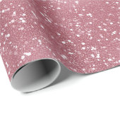 Romantisch Stof Roze Glans Witte Glitter Patroon Cadeaupapier (Rol Hoek)