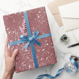 Romantisch Stof Roze Glitter Wit Glitter Patroon Cadeaupapier