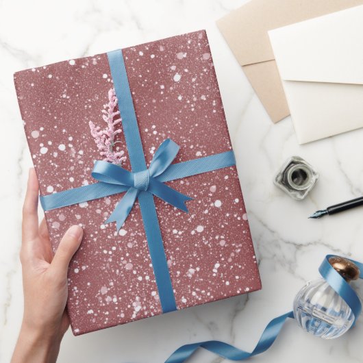Romantisch Stof Roze Glitter Wit Glitter Patroon Cadeaupapier (Geschenken)