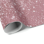 Romantisch Stof Roze Glitter Wit Patroon Cadeaupapier (Rol Hoek)