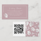 Romantisch Stof Roze Witte Bloemen QR code Informatiekaartje (Voorkant / Achterkant)