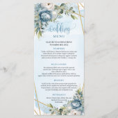 Romantisch Stofblauw Eucalyptusbladeren Trouwmenu Menu (Voorkant)