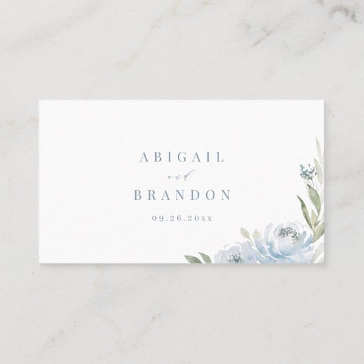 Romantisch stoffig blauw bloemen Website Insert Ka Plaatskaartje (Achterkant)