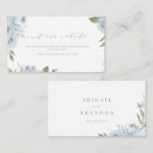 Romantisch stoffig blauw bloemen Website Insert Ka Plaatskaartje (Voorkant / Achterkant)