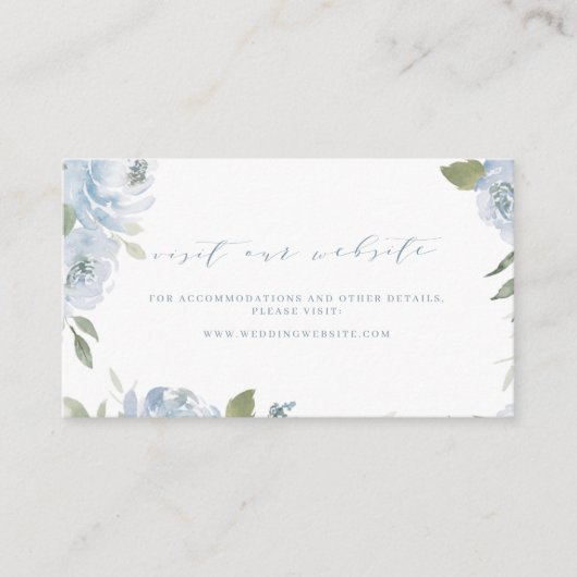 Romantisch stoffig blauw bloemen Website Insert Ka Plaatskaartje (Voorkant)