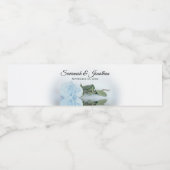 Romantisch Stoffig Blauw Roos Elegant Bruiloft Waterfles Etiket (Enkel label)