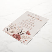 Romantisch stoffig roze bloemenrepetitiediner folie uitnodiging (Gedraaid)