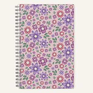 romantisch stoffig roze grillige bloempatroon notitieboek
