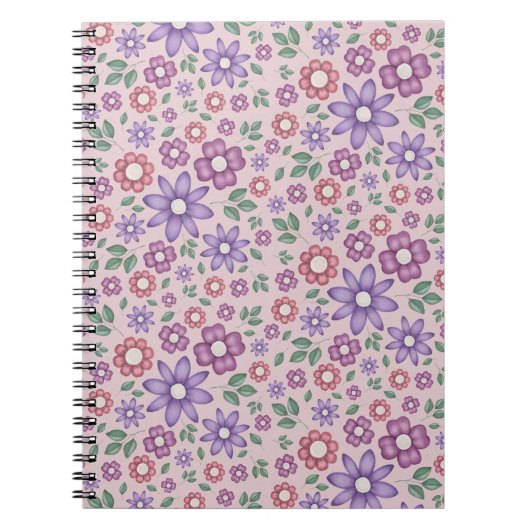 romantisch stoffig roze pastel bloempatroon notitieboek (Voorkant)