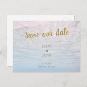 Romantisch strand Bewaar de datum bruiloft uitnodi Briefkaart (Voorkant / Achterkant)