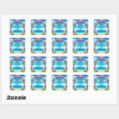 Romantisch strand bruiloft bruids geschenk, bruilo vierkante sticker (Vel)
