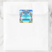 Romantisch strand bruiloft bruids geschenk, bruilo vierkante sticker (Tas)