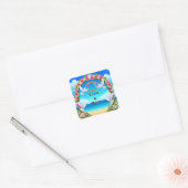 Romantisch strand bruiloft bruids geschenk, bruilo vierkante sticker (Envelop)