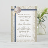 Romantisch strand Burlap en kant Navy Blue Kaart (Staand voorkant)